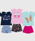 Kit 3 Conjuntos Infantil Menina Blusa e Short Verão