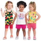 Kit 3 Conjuntos Menina Infantil Verão Blusa e Short Kyly