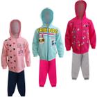 kit 3 Conjuntos Moletom Infantil feminino Blusa e Calça Flanelado Agasalho Inverno Capuz Ziper Punho, Roupa Menina frio criança tamanhos 04 06 08