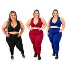 Kit 3 Conjuntos Plus Size de Academia Top e Legging Fitness