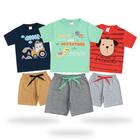 Kit 3 Conjuntos Roupa Infantil Masculina Verão Manga curta