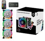 Kit 3 Cooler Ventoinha Fan Rgb 120mm Controle Remoto e Hub