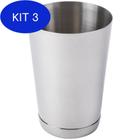 Kit 3 Coqueteleira Copo Inox Tampa Mini Tin Bartender 473 Peso Pro