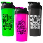 Kit 3 Coqueteleiras Garrafa de Academia Shaker 600ml