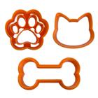 Kit 3 Cortadores Modeladores Cachorro Gato Biscoito 5,5Cm