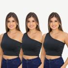 Kit 3 Cropped Top Blusa Mula Manca Um Ombro Só