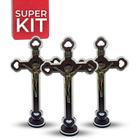 Kit 3 Cruz Crucifixo Parede Mesa Madeira 20cm Atacado