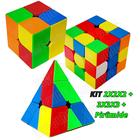 Kit 3 Cubo Mágico 2x2x2+3x3x3+pirâmide Profissional Moyu