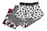 Kit 3 Cueca Box Boxer Infantil Estampada Cotton Algodão