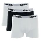 Kit 3 Cuecas Boxer Branco/Preto/Branco Mash 110.16 Algodão