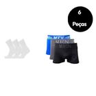 Kit 3 Cuecas Boxer Microfibra Adulto + 3 Pares Meias Algodão M10