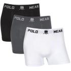 Kit 3 Cuecas Boxer Polo Wear Masculina Sem Costura Box Adulto Elastano Lisa Premium