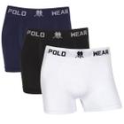 Kit 3 Cuecas Boxer Polo Wear Masculina Sem Costura Box Adulto Elastano Lisa Premium