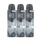 Kit 3 Desodorante Dove Men + Care Sem Perfume Aerosol Antitranspirante 72h com 150ml