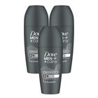 Kit 3 Desodorante Dove Men + Care Sem Perfume Roll-on Antitranspirante 72h com 50ml