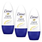 Kit 3 Desodorantes Antitranspirante Roll-On Dove Original Compacto 30ml