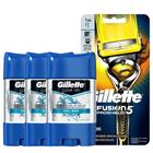 Kit 3 Desodorantes Gillette Ant. Clear Gel Cool Wave 82g + Aparelho Proshield