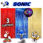 kit: 3 e 4 Cortina Metalizada Decoração Sonic , Festa , Aniversário, Adereços , Banner , Festival, Comemoração - AD_Acessóriosdiversos