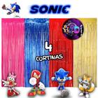 kit: 3 e 4 Cortina Metalizada Decoração Sonic , Festa , Aniversário, Adereços , Banner , Festival, Comemoração