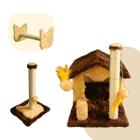 KIT 3 em 1 - Arranhador Sisal Casa sem Rede com brinquedos, Poste 50cm e Cara de Gato - MIUPETZ STORE