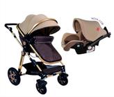 Kit 3 em 1 Carrinho Luxo Marrom Bebê Conforto Selo Inmetro / Club Baby / Envio Imediato