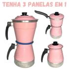 Kit 3 em 1 Multiuso Cafeteira Econômica 1L Italiana em Alumínio 6 8 10 Xícaras + Cuscuzeiro Individual Porção Unica + Fervedor