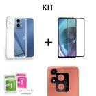 Kit 3 EM 1 Película 3D De Vidro + Capa Capinha Anti Impacto + Película de Cãmera para Moto G24