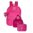 Kit 3 Escolar Mochila Costas Lancheira E Estojo Rosa Juvenil