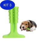 Kit 3 Escova Dentatal Canina Massageador Verde Para Dogs