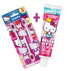 KIT 3 Escovas de Dente e 1 Pasta de Dente para criança Hello Kitty Jadepro