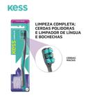 Kit 3 Escovas Dentais c/ Porta Escova Cerdas Macias Kess