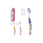 Kit 3 escovas dental infantil com capa protetora personagens