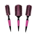 Kit 3 Escovas Térmicas Rosa Profissionais Cabelo Cerdas De Javali