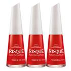 Kit 3 Esmalte Risqué 7 Vermelhos Cor Toque de Ira Hipoalergênico com 8ml