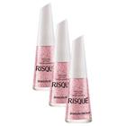 Kit 3 Esmalte Risqué Cor Granulado Rosé Glitter com 8ml