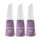 Kit 3 Esmalte Risqué Cremoso Nova Cor Roxo Sem Crise 8ml