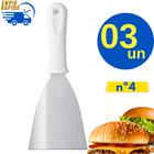 Kit 3 Espátula Reta N:4 Aço Inox Cabo Plástico Para Manuseio de Alimentos Uso Chapeiro Casas Lanchon