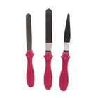 Kit 3 Espátulas em Inox para Decorar Bolos Rosa Prime Chef