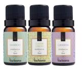 Kit 3 Essências Via Aroma 10ml Bamboo Capim Limão Lavanda Francesa Aromaterapia