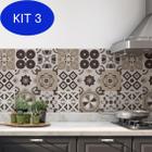 Kit 3 Faixa Decorativa Adesivo de Azulejos Bege Cozinha Lavável