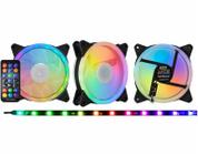 Kit 3 Fans Cooler Gamer K-Mex AANAK136CPHKB0X Argb 120mm Preto