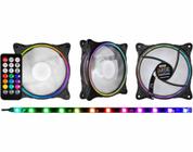 Kit 3 Fans K-mex AAPA ARGB Rítmicos Rainbow Aura C/ Fita Led