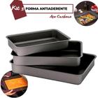 Kit 3 Forma Assadeira Antiaderente Aço Carbono