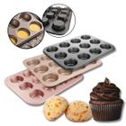 Kit 3 Forma Assadeira Metal e Teflon Antiaderente Cupcake 12 Cavidades