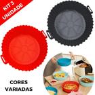 Kit 3 Formas Silicone Panela Assadeira Reutilizável Air Fryer Fritadeira Microondas Antiaderente - Wellmix