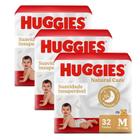 Kit 3 Fralda Huggies Natural Care Mega Tamanho M 32 Unidades