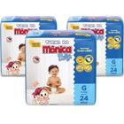 Kit 3 fraldas descartáveis turma da monica baby jumbo g 24 unidades cada