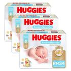 Kit 3 Fraldas Huggies Natural Care Rn Mega - 102 Tiras