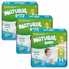 Kit 3 Fraldas Natural Baby Premium Hiper + M 90 un.