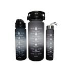 Kit 3 Galão Garrafa Copo De Água Com Canudo Squeeze 2l 900ml Preto